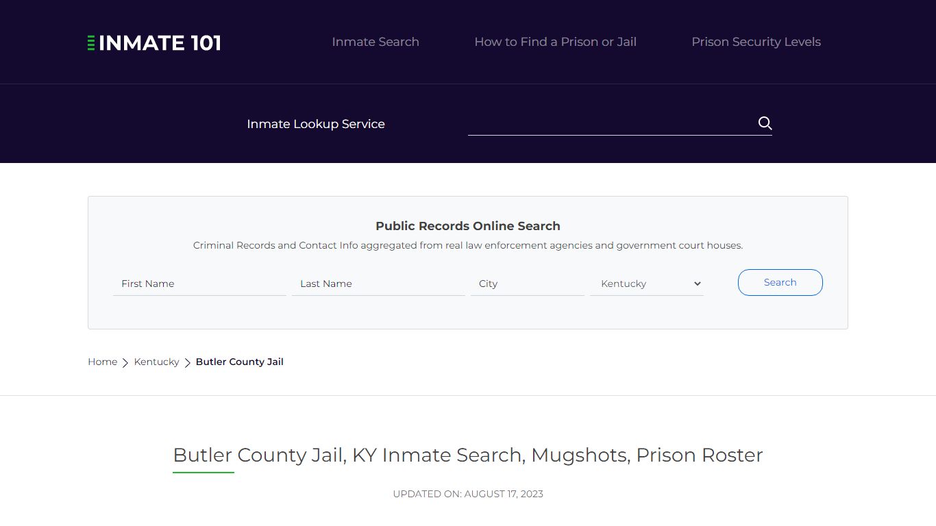 Butler County Jail, KY Inmate Search, Mugshots, Prison Roster